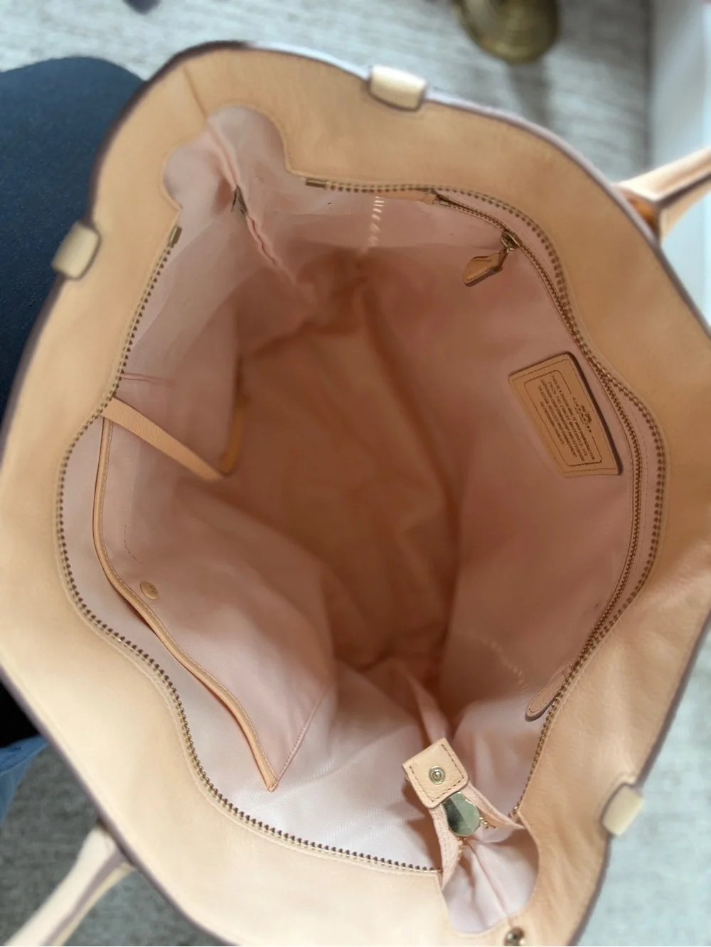 Neutral Beige Laser-Cut Leather Tote Bag